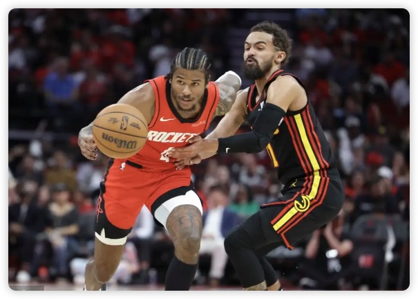 格林32+11吹杨两双 范乔丹21分火箭险胜老鹰 